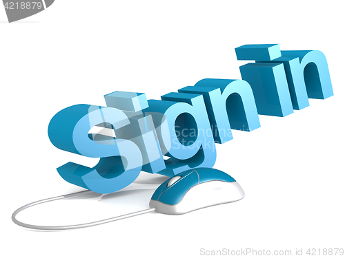 Image of Sign in word with blue mouse