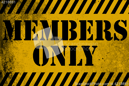 Image of Members only sign yellow with stripes