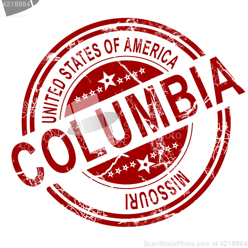 Image of Columbia Missouri stamp with white background