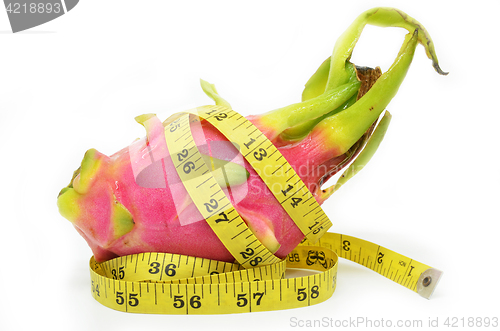 Image of Dragon fruit and measure tape