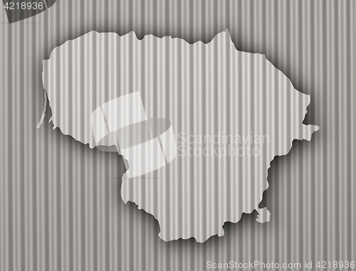 Image of Map of Lithuania on corrugated iron
