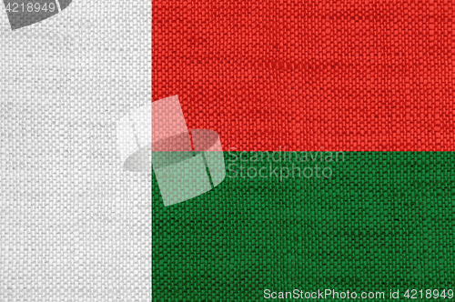 Image of Flag of Madagascar on old linen