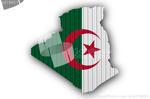 Image of Map and flag of Algeria on corrugated iron