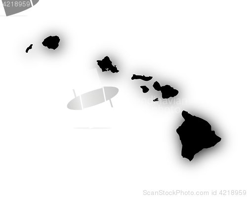 Image of Map of Hawaii with shadow