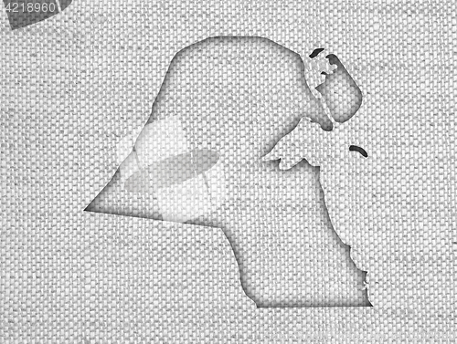 Image of Map of Kuwait on old linen