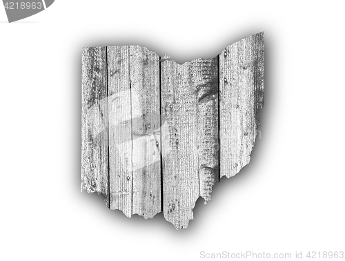 Image of Map of Ohio on weathered wood