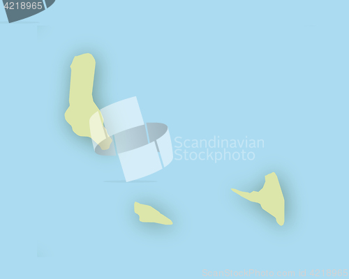 Image of Map of the Comoros with shadow