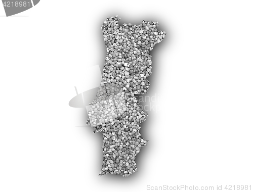 Image of Map of Portugal on poppy seeds