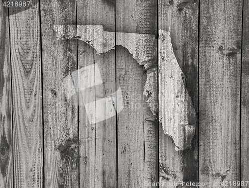 Image of Map of Florida on weathered wood