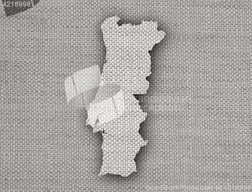 Image of Map of Portugal on old linen