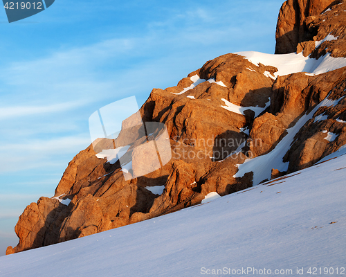 Image of Sunrise mountains in snow