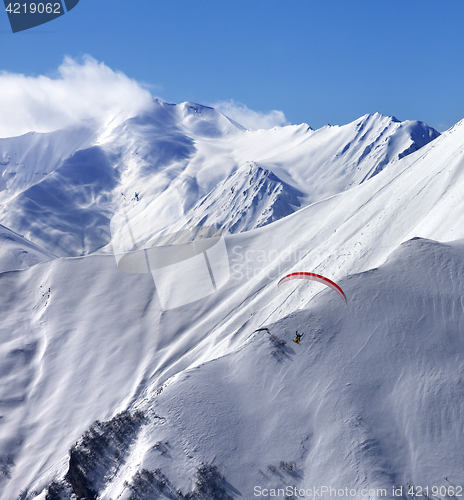 Image of Speed flying in snow winter mountains