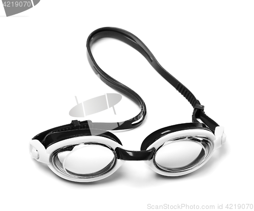Image of Black and white goggles for swimming