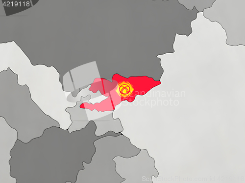 Image of Kyrgyzstan on globe