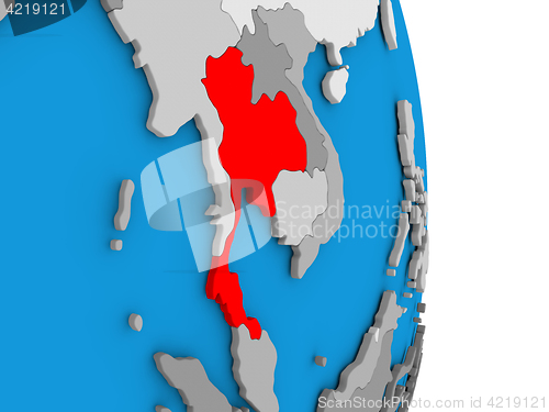 Image of Thailand on globe