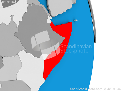 Image of Somalia on globe