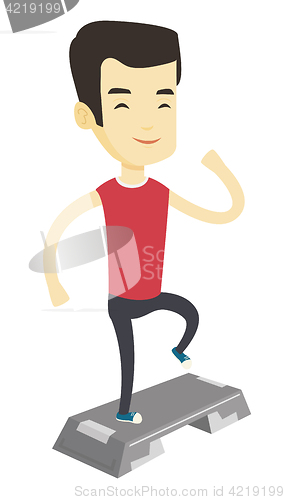 Image of Man exercising on stepper vector illustration.
