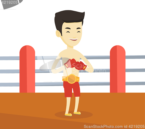 Image of Confident boxer in the ring vector illustration.