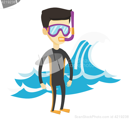 Image of Young scuba diver vector illustration.