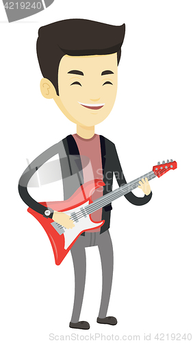 Image of Man playing electric guitar vector illustration.