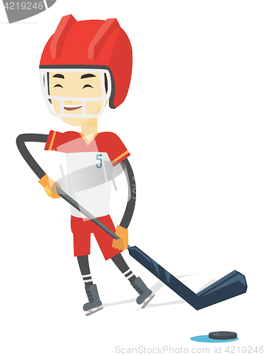 Image of Ice hockey player vector illustration.