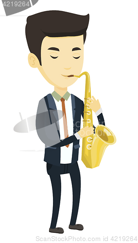 Image of Musician playing on saxophone vector illustration.