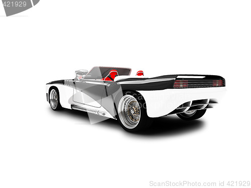 Image of isolated black car back view 01