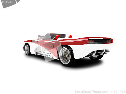 Image of isolated red car back view 01