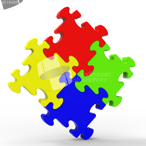 Image of Multicolored Puzzle Square Showing Union