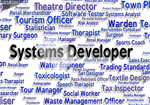 Image of Systems Developer Represents Developers Word And Career