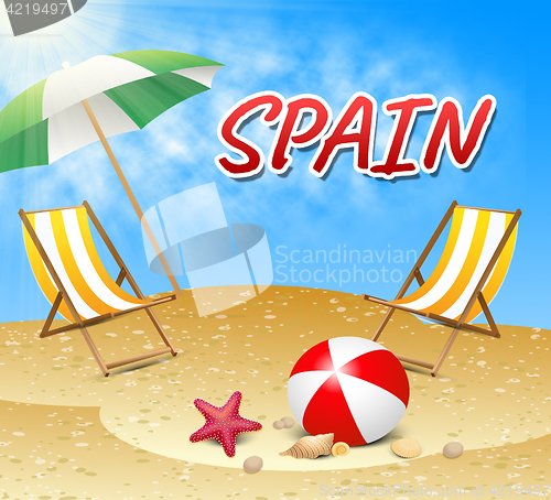 Image of Spain Vacations Represents Hot Sunshine And Seaside