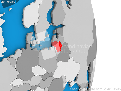 Image of Lithuania on globe