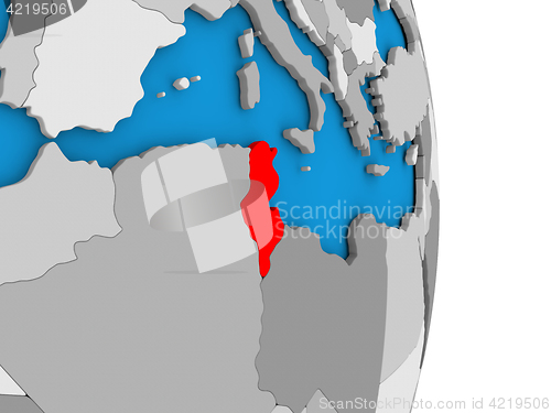 Image of Tunisia on globe