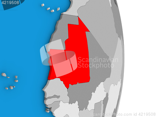 Image of Mauritania on globe