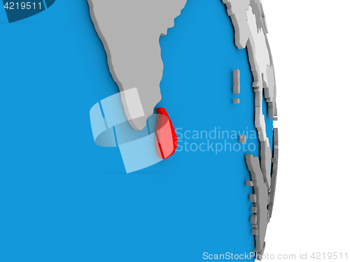 Image of Sri Lanka on globe