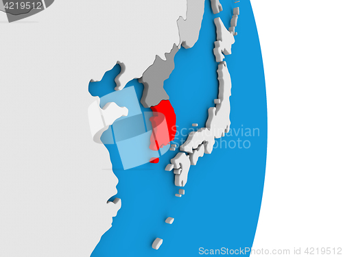Image of South Korea on globe