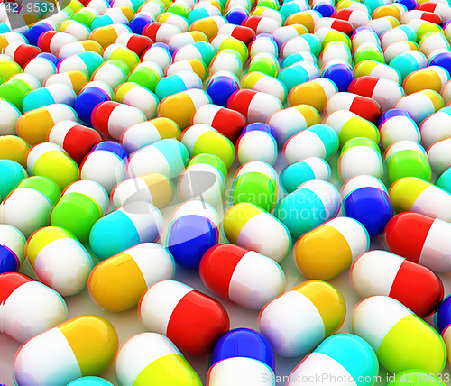 Image of Tablets background. 3D illustration. Anaglyph. View with red/cya