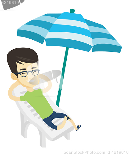 Image of Man relaxing on beach chair vector illustration.