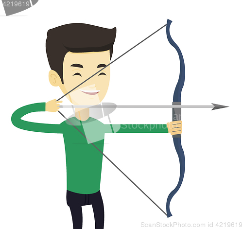 Image of Archer training with the bow vector illustration.