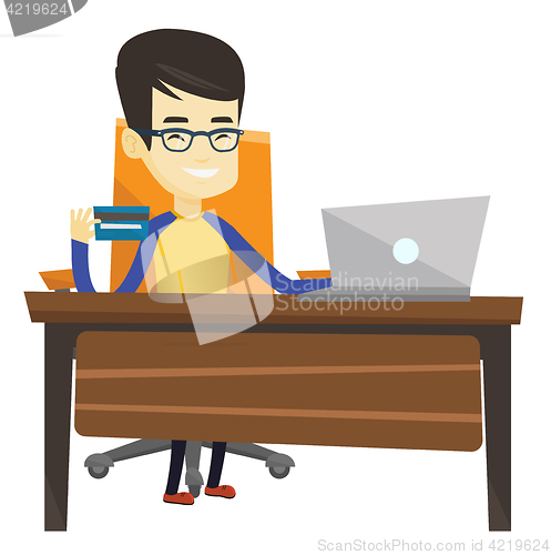 Image of Man shopping online vector illustration.