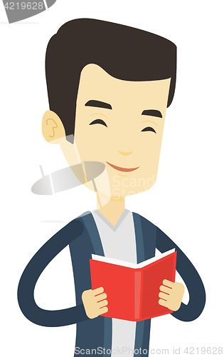 Image of Student reading book vector illustration.