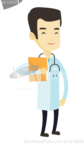 Image of Doctor with file in medical office.