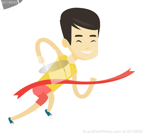 Image of Athlete crossing finish line vector illustration.