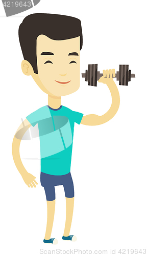 Image of Man lifting dumbbell vector illustration.