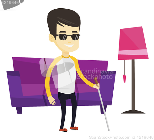 Image of Blind man with stick vector illustration.