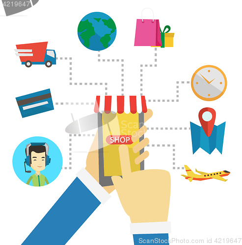 Image of Online shopping vector flat design illustration.