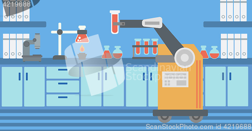 Image of Robot working in a laboratory with a test tube.