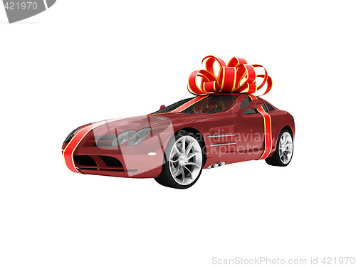 Image of Gift isolated red car front view 01