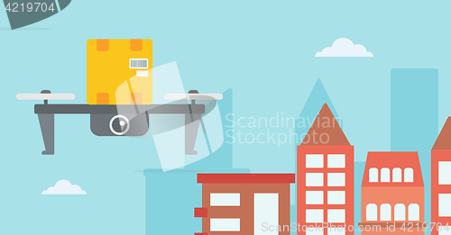 Image of Delivery drone delivering post package to customer