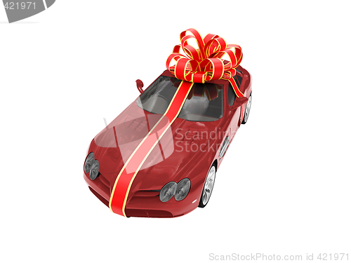 Image of Gift isolated red car front view